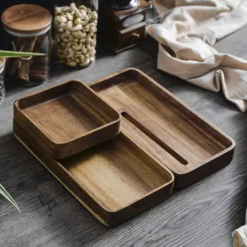 

Storage Tray Display Plates Wood Food Pan Plate Fruit Dishes Trays Dinner Plate Tableware Desktop Storage Box Organizer