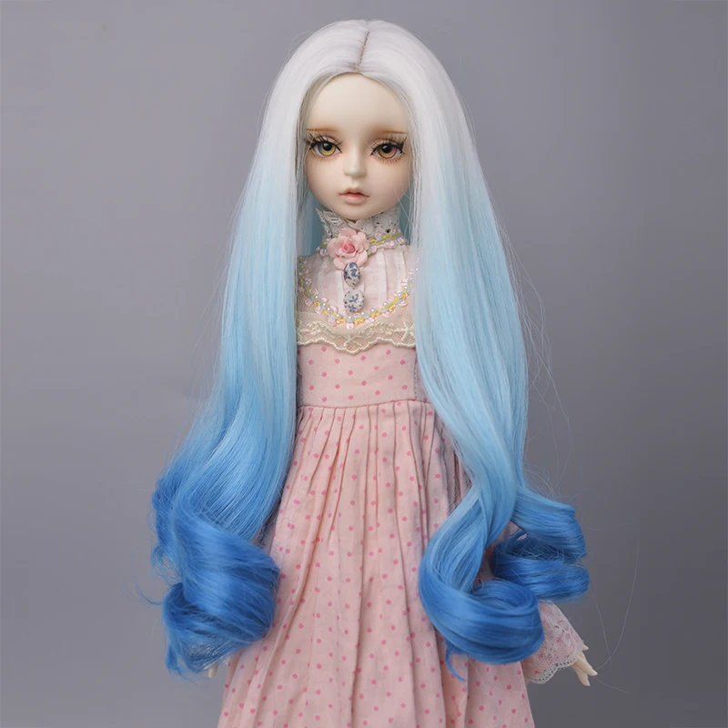 

2020 New High Quality Doll Wigs for BJD/SD Heat Resistant Wire Long Deep Curly White Pink Blue Color doll wig freeshippi g