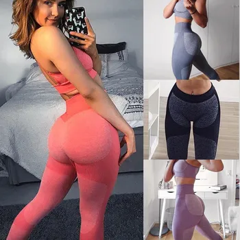 

Seamless Yoga Set Fitness Clothing Women Sportswear High Waist Gym Leggings Tights Padded Push Up Sport Suit Women