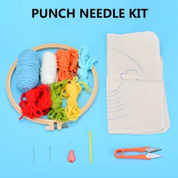 

1 set Rainbow Punch Needle Kits with Punch Embroidery Pen Tools Durable DIY Crafts Punch Needle Embroidery Kit