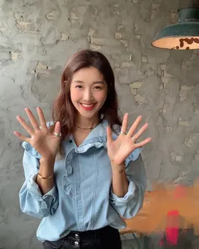 

2020 autumn new women ruffles casual denim blouse shirt ladies fashion shirt tops gdnz 9.13