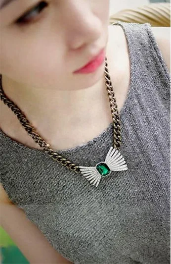 fashion jewelry white crystal green necklace | Украшения и аксессуары