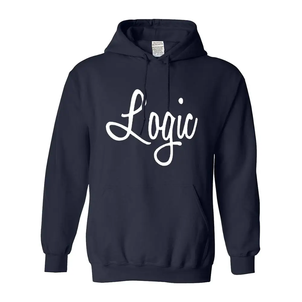 Navy Blue Модный Мужской Повседневный пуловер с принтом Logic - Цвет: Navy Blue