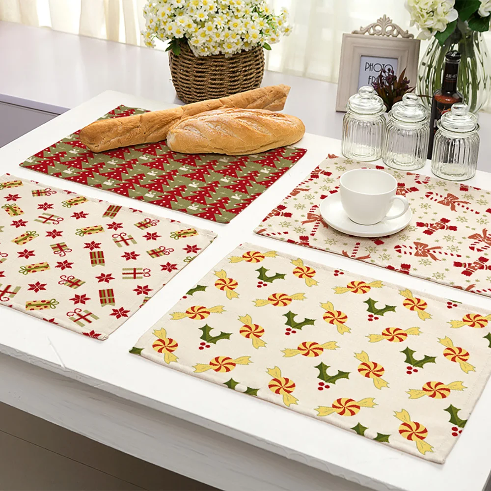 Lychee, 40*30 см рождественские наборы столовых льняная, для стола Коврик Противоскользящий коврик для DIY Кухня украшения столовые