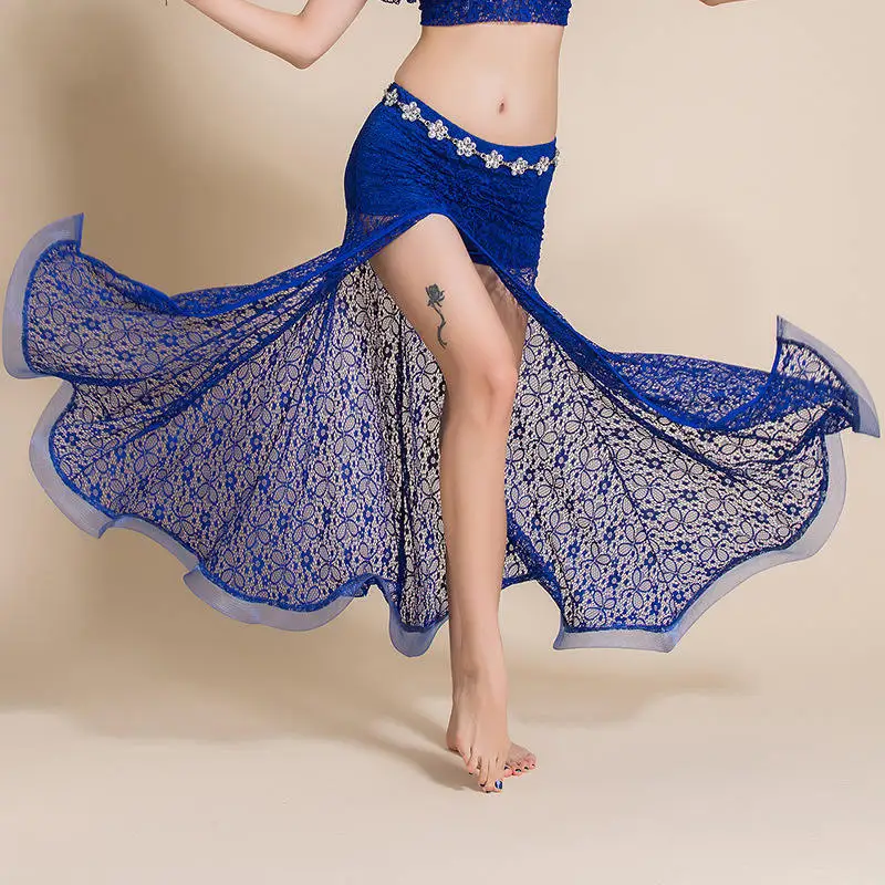 Royal blue Новинка, одежда для танца живота, профессиональная длинная юбка в виде рыбьего хвоста, кружевная юбка для женщин, юбки для танца живота с оборками для женщин - Цвет: Royal blue