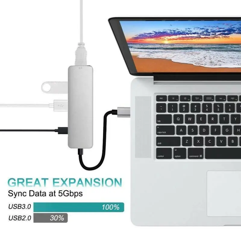Горячая 4 в 1 концентратор адаптер, USB C к HDMI адаптер с 4K USB-C к USB 3,0, Тип C к USB 2,0, 100 Вт PD зарядное устройство