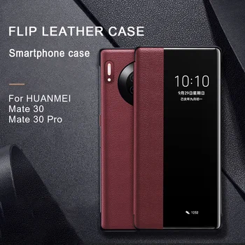 

CENMASO Genuine Leather Flip Cover For Huawei Mate 9 10 20 30 Pro Case Original Mirror Smart Touch View Wake Sleep Up Protection