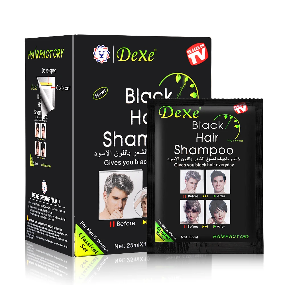 

10Pcs/lot Natural Fast Black Color Hair Shampoo Hair Dye Only 5 Minutes Grey Become Black Hair Dye Shampoo Cover Gray White Hair