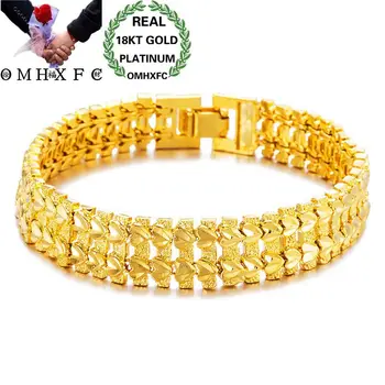

OMHXFC Wholesale European Fashion Man Male Party Birthday Wedding Gift Vintage Wide Watch Chain 18KT Gold Bracelets BE167