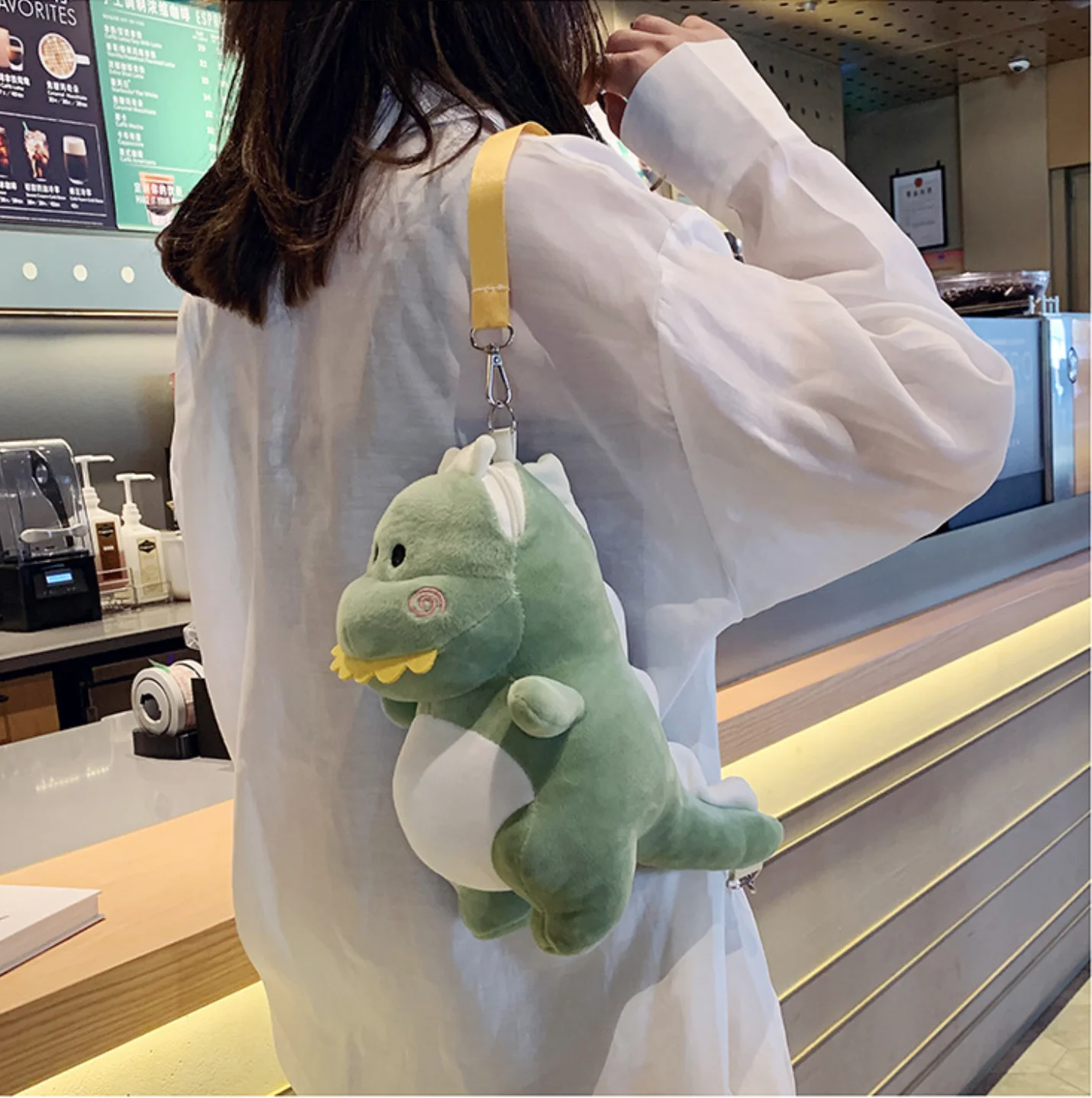 Mini bolsos de hombro tipo bandolera de dinosaurio para mujer, bandoleras  de felpa con personalidad, a la moda|Monederos y carteras| - AliExpress