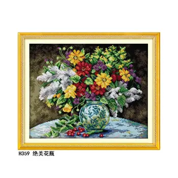 

Joy Sunday Beautiful vase Style CROSS-STITCH Set Hand made DIY Embroidery Kits for Home Big Decor Paintings and Surprise Gift