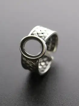 

8x10mm oval bezel antiqued style solid 925 sterling silver adjustable DIY ring settings for cabochon 1223099