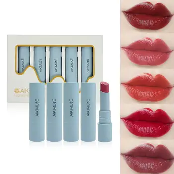 

5PCS Lipstick Set Velvet Long-lasting Non-fading Matte Sapphire Lipstick Set Morandi Color 3.5g Lipstick Soft Waxy Velvet Textu