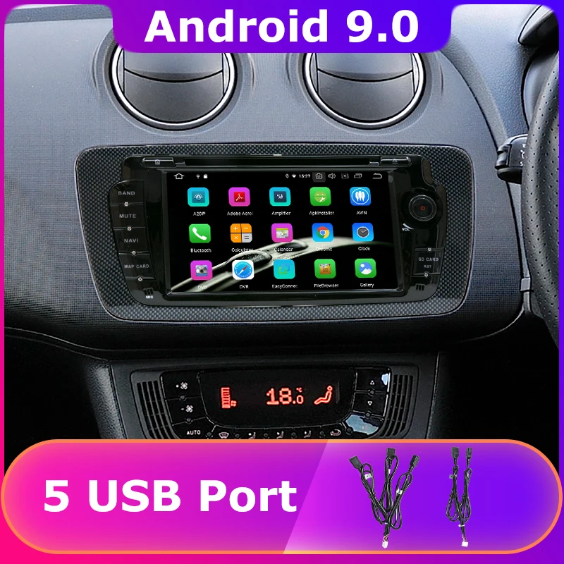 5 USB Android 9,0 Восьмиядерный автомобильный dvd-плеер для сиденья Ibiza 2009 2010 2011 2012 2013 Автомобильный gps Радио Android Авто Carplay