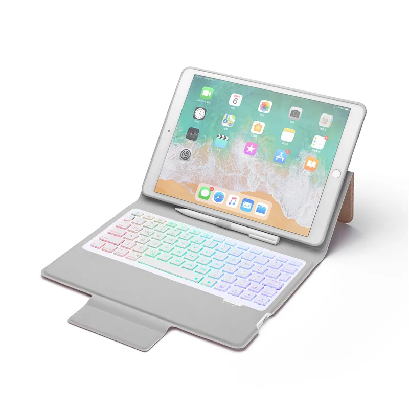 Чехол с клавиатурой для iPad 10,2, умный чехол для Apple iPad 7-го поколения, A2200 A2198, беспроводная клавиатура с подсветкой, подставка для iPad 7