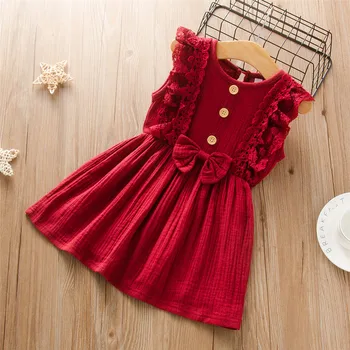 

Summer Fashion Baby Girls Dress Sleeveless Ruffles Lace Princess Dresses For Girls Children Wedding Party Outwear Elegant Dress