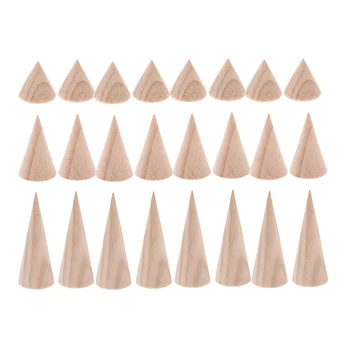 

24 Lot Rustic Ring Display Stand Jewelry Wooden Unpainted Art Rack Showcase