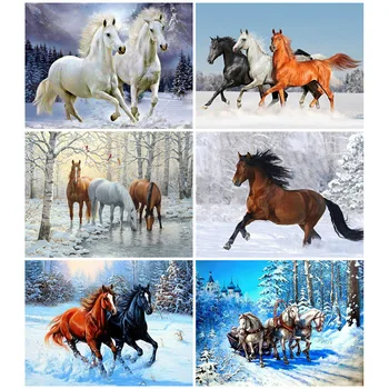 

HUACAN 5D Diamond Painting Horse Full Square Drill Animal Embroidery Cross Stitch New Arrival Home Decoration Diamond Art