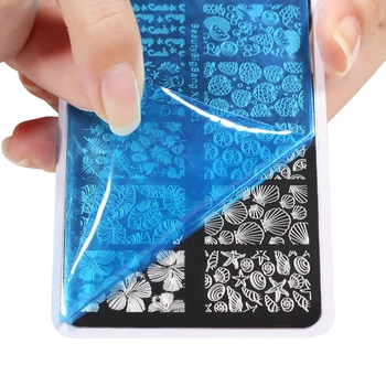 

Beautybigbang 2PCS Nail Stamping Template Set Sea Wave Fruit Flower Tree Cake Design Nail Art Stamp Stencil Plates