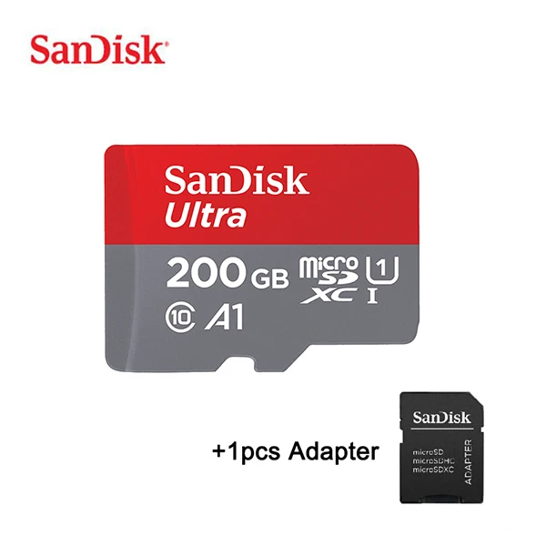 SanDisk карта Micro SD 16G 32G 64G 128G карта памяти C10 U1 A1 Micro карта для телефона компьютера SDXC SDHC скорость до 98 м/с - Емкость: 200GB with Adapter