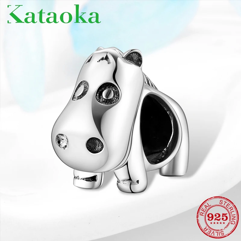 

New Trendy 925 Sterling Silver Cute fat little hippo Beads For Jewelry making Fit Pandora Charms Bracelet