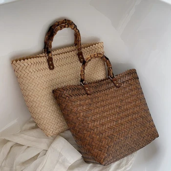

JZ Fashion Bag Women 2020 Woven Bag Beach Straw Bohemian Tote bags Rattan Bamboo Basket Summer Vacation Outfits (box packed)