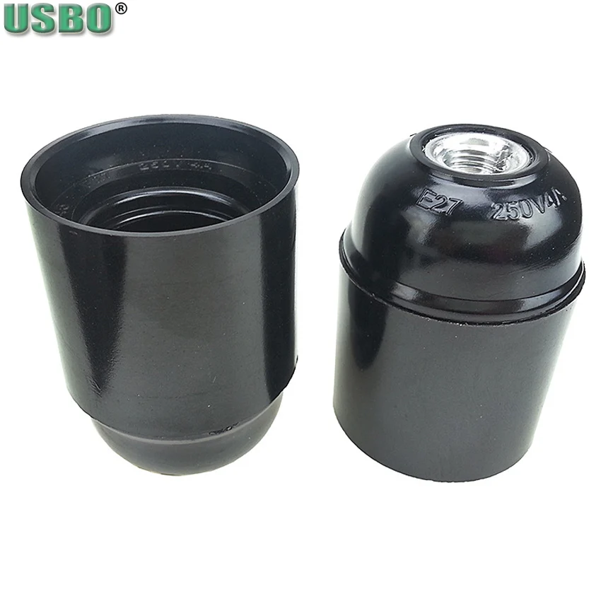 1pcs Black 4A CE Aluminum Bakelite Self-locking E27 Screw Lampholder Energy Save Chandelier Led Bulb Socket Vintage Light Base