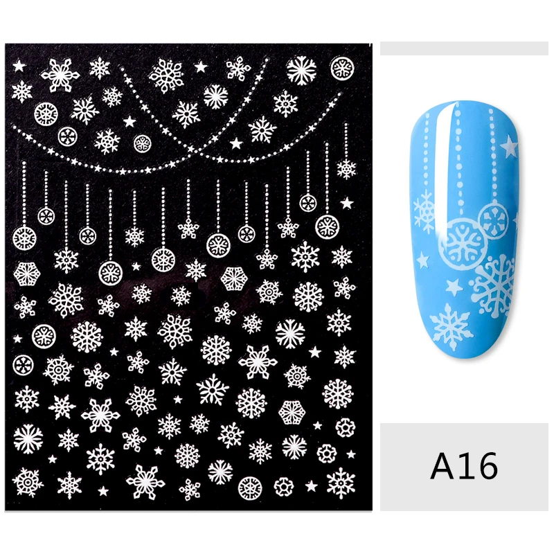 1 лист, 3D слайдер для ногтей, наклейки, Рождественский Санта Клаус, снеговик, дизайн, клей, маникюрные советы, украшения для ногтей - Цвет: S08258