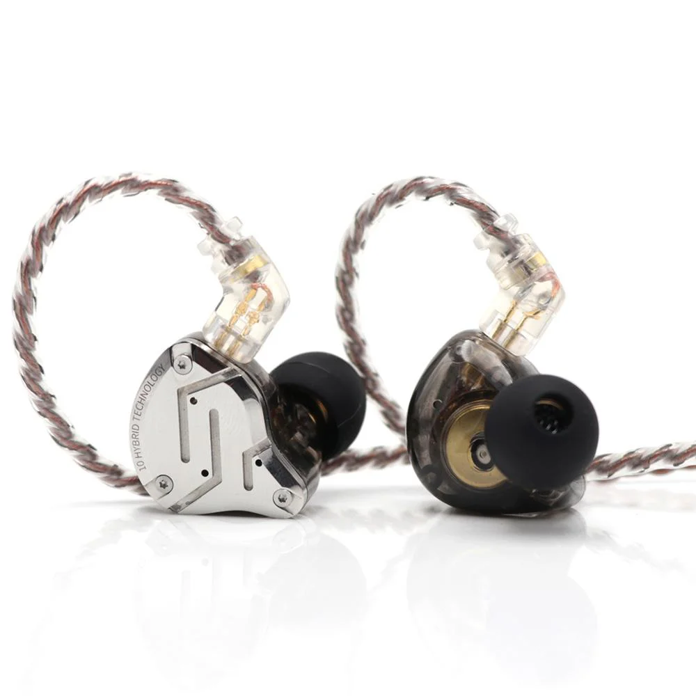 Fones de Ouvido de Metal de Alta Fidelidade com Placa Frontal de Aço 4ba + 1dd Destacável de 2 Driver In-ear Inoxidável Cabo Pinos kz Zs10 Pro 5