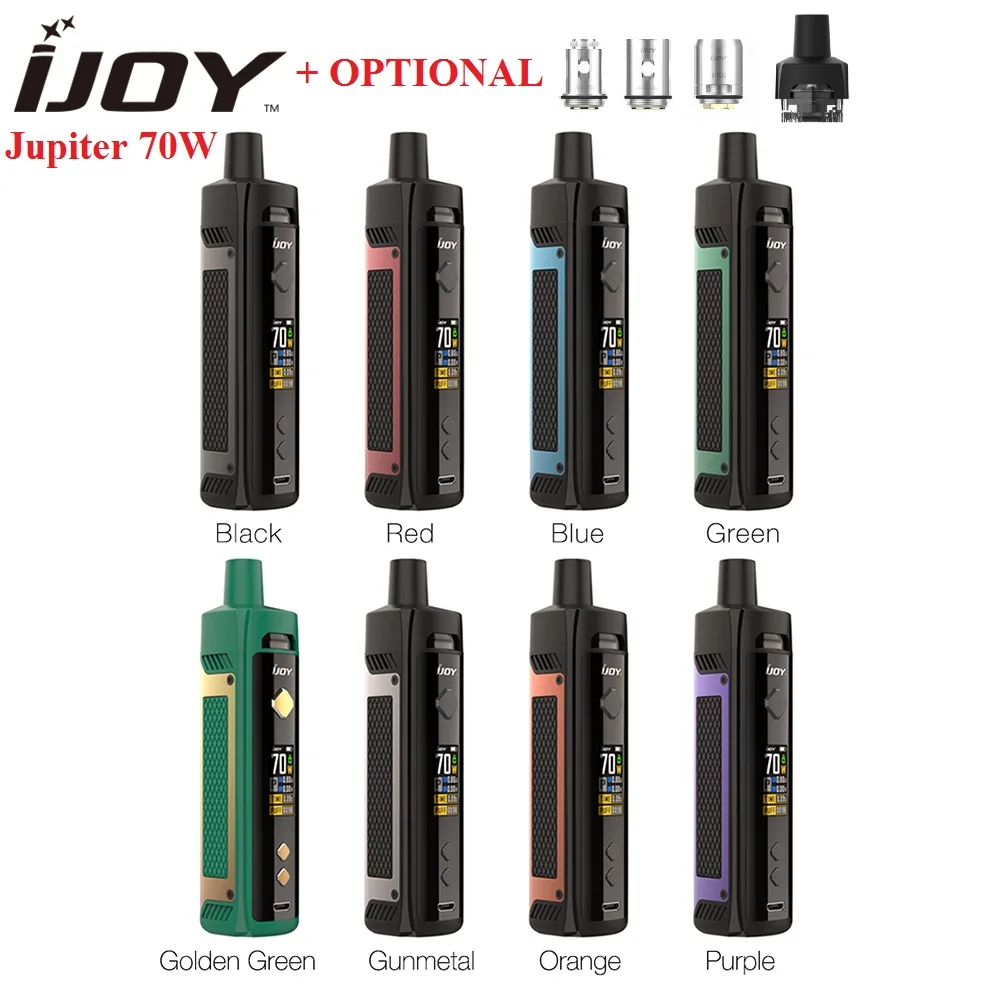 Оригинальный IJOY Jupiter 70 Вт Pod Kit 5 мл 0.2 Ом/0.6ом сетчатая катушка питается от одного