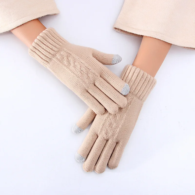 Женские перчатки зимние вязаные шерстяные перчатки для увеличения сенсорного экрана Guantes Invierno Mujer утепленные теплые перчатки для вождения Luvas Modis Cute Luvas De Inverno Guantes Invierno Mujer женские