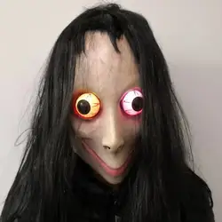Светодиодный momo маска жуткая маска на Хеллоуин маскарадный тушь Tern Death Game mascaras de латексная Реалистичная террор женский призрак