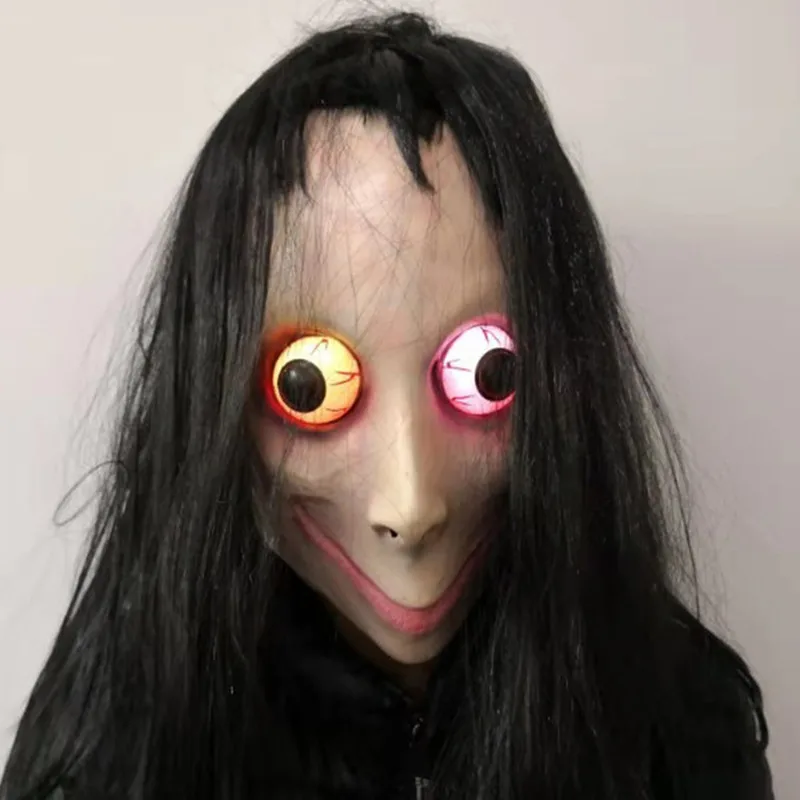 

LED momo mask horror halloween mask masquerade cosplay mascara Tern Death Game mascaras de latex realista terror Female Ghost