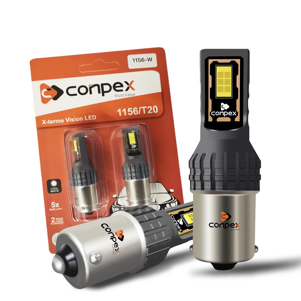 Conpex 2x 2200LM Canbus No Error P21W 1156 BA15S LED Bulb For Kia Rio 3 4 2015 2016 2017 2018 LED Daytime Running Light DRL Lamp