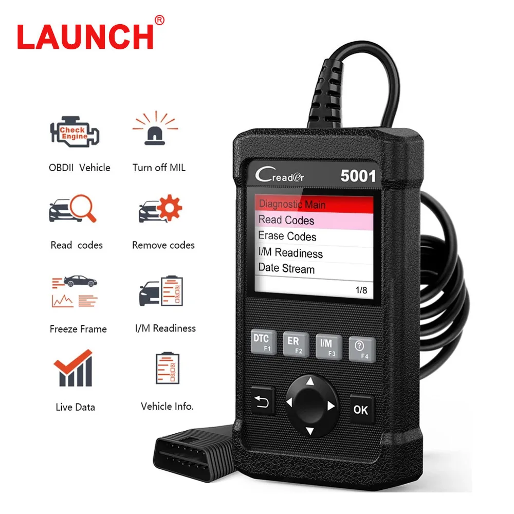 Launch Obd2 Scanner Code Reader Turn Off Engine Mil Light Free Update Obdii Car Diagnostic Tool