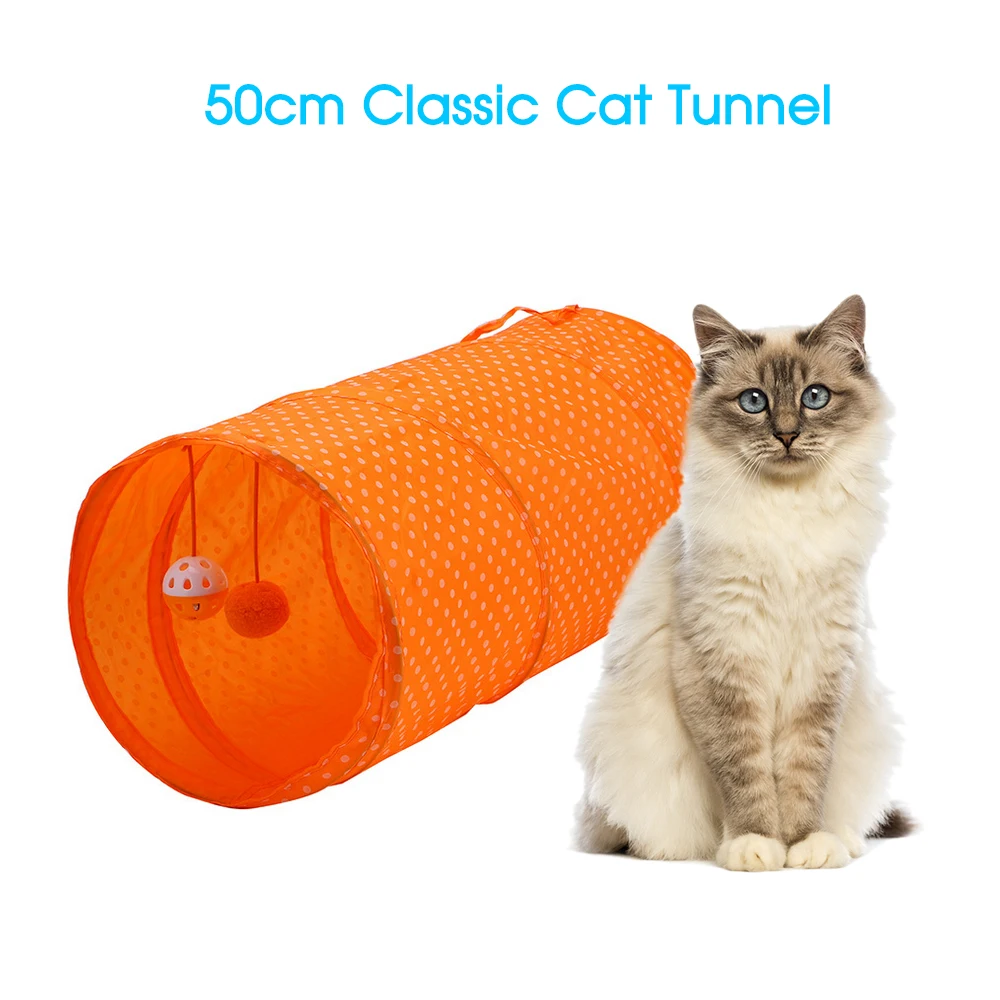 50*25 см Pet туннель Pet Палатка складной инструмент Кошка Туннель Проходная игра с шариками, оранжевый - Цвет: Orange