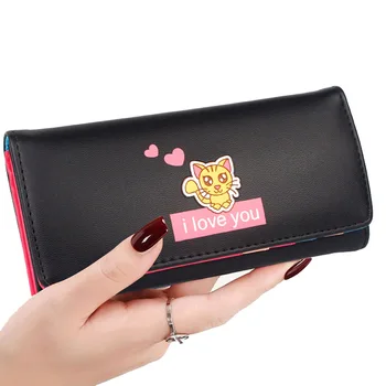 

New Women Wallets PU Leather Cute Cats Hasp Lady Purses Wallet Cards ID Holder Moneybags Women Long Clutch Coin Purse Burse Bags
