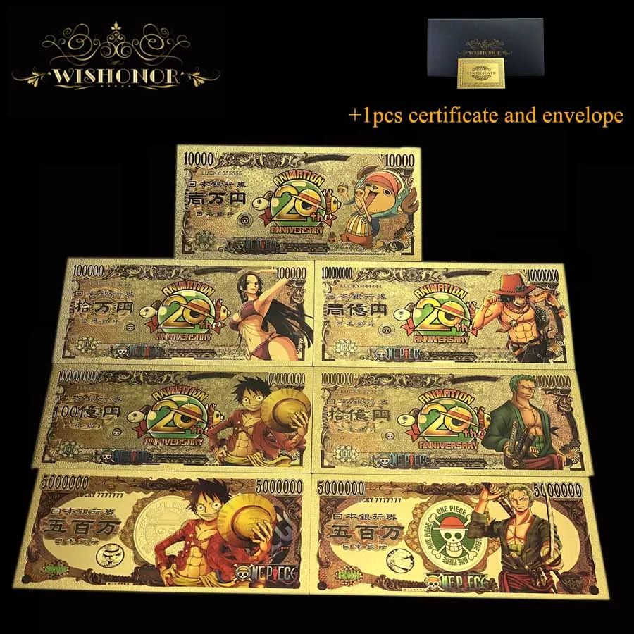 7 шт./компл. японское аниме One Piece Monkey D. Luffy Sanji Nico · нами и Робин банкнота для детства