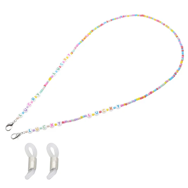 2021 Fashion Sunglasses Mask Holder Lanyard Letter Love Colorful Beaded Glasses Chain Neck Strap Jewelry for Students Children Lucky