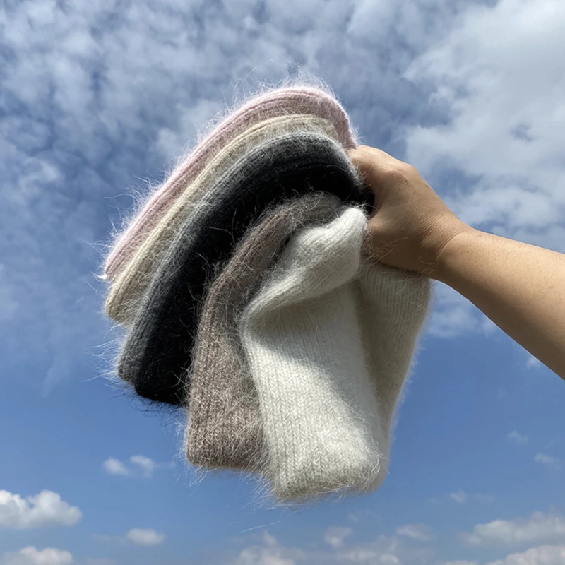 Winter Hat Angora Rabbith Keep Warm Knitting Cat Ear Cute Leisure Lady Beanies Cap Men Women Cool | Аксессуары для одежды
