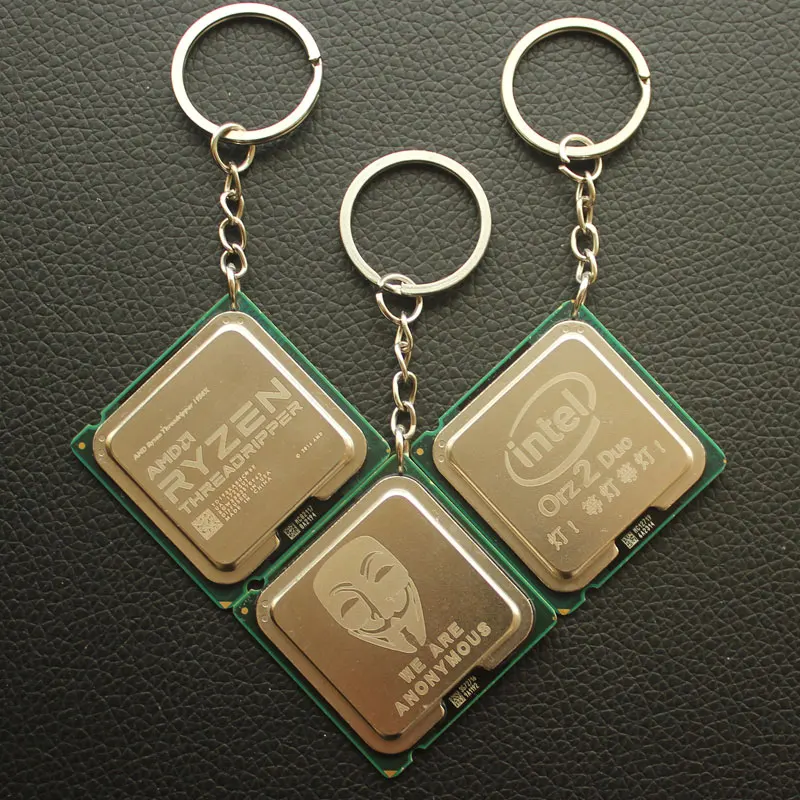 Laser Engraving Cpu Key Chain Diy Solid Color Pattern Customized