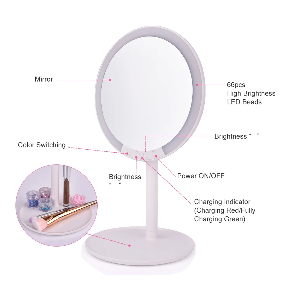 3 режима макияж зеркало с 7X увеличением мини зеркало туалетное зеркало зарядка через usb Сенсорное затемнение зеркала для ванной Рождественский подарок