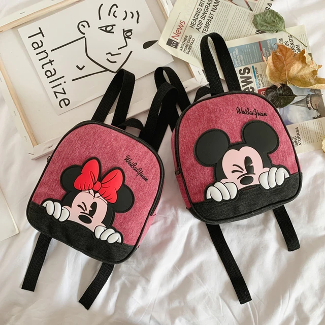 Mochila De felpa para bebé de 2 a 7 años, bolso escolar para niñas, rosa,  Mickey, Minnie, dibujos animados, bonita bolsa de viaje para guardería -  AliExpress