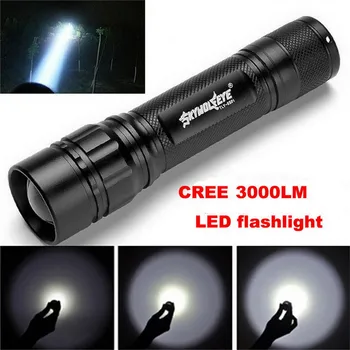 

XM-L T6 3000 Lumens 3 Modes Led Torch Zoomable LED Flashlight Aluminum Alloy Torch Light for 18650 Rechargeable Battery