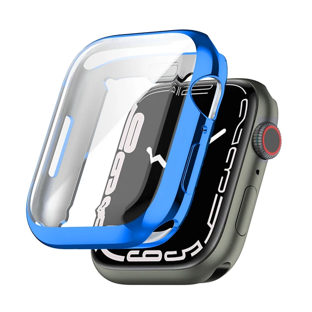 Full Protective Case for Apple Watch Series 7 41mm45mm 654321 Soft Cover Bumper Screen Protector for iWatch Series 7 Accessories Blue