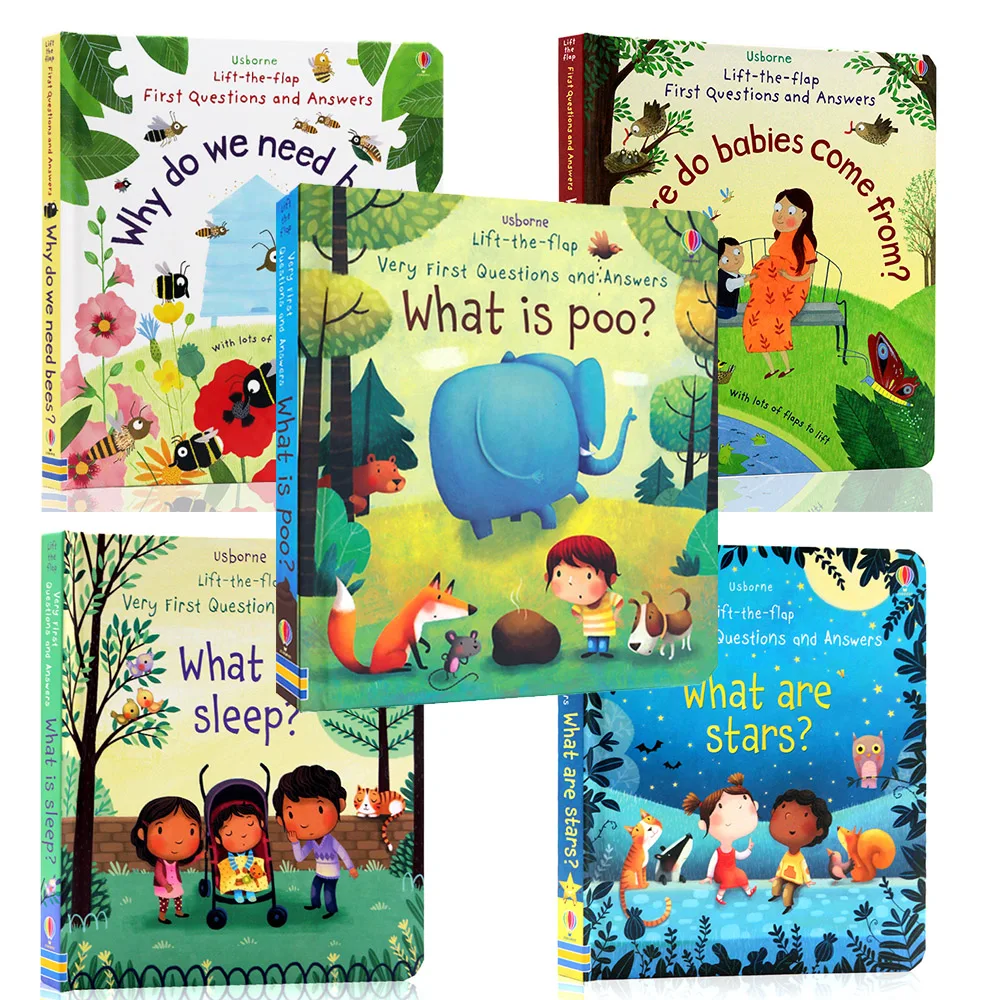 3D Usborne Lift The Flap Very First Questions and Answers What Is Poo Flip Picture Board Book Kids Children Early Education