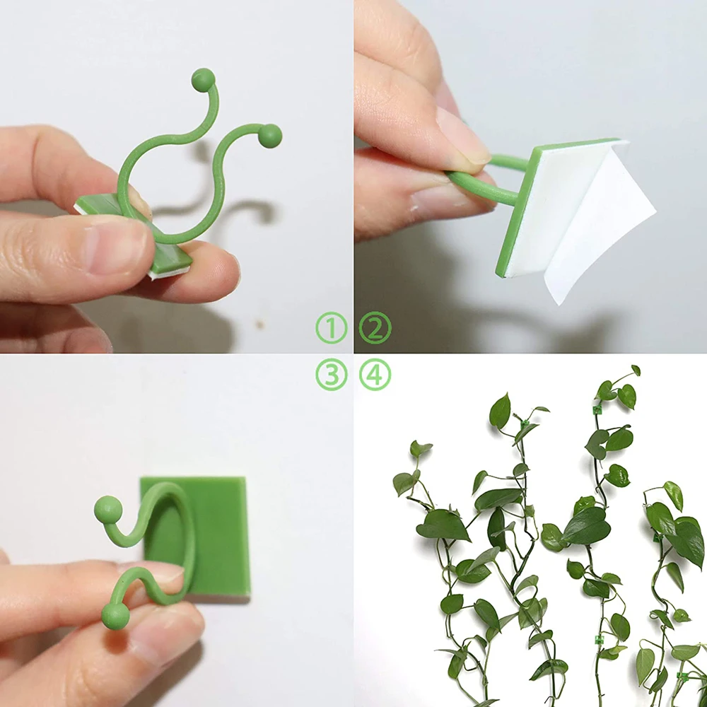Plant Climbing Wall Self-Adhesive Hook Fixture Clips Invisible Rattan Clamp Fixture Wall Sticky Hook Plant Support 30/50PCS plant clips plastic plant clips plant adhesive hooks plant wall hooks