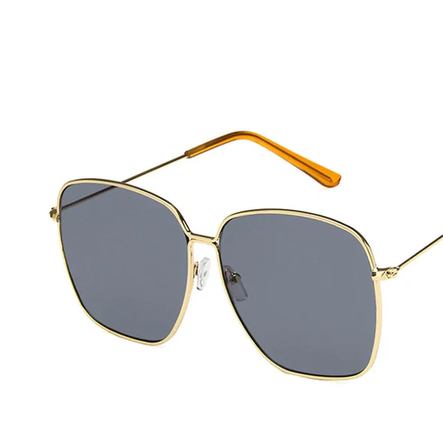 LeonLion 2021 Fashion Metal Women Sunglasses Mirror Classic Large frame Retro Street Beat Glasses Travel Oculos De Sol UV400 GoldGray