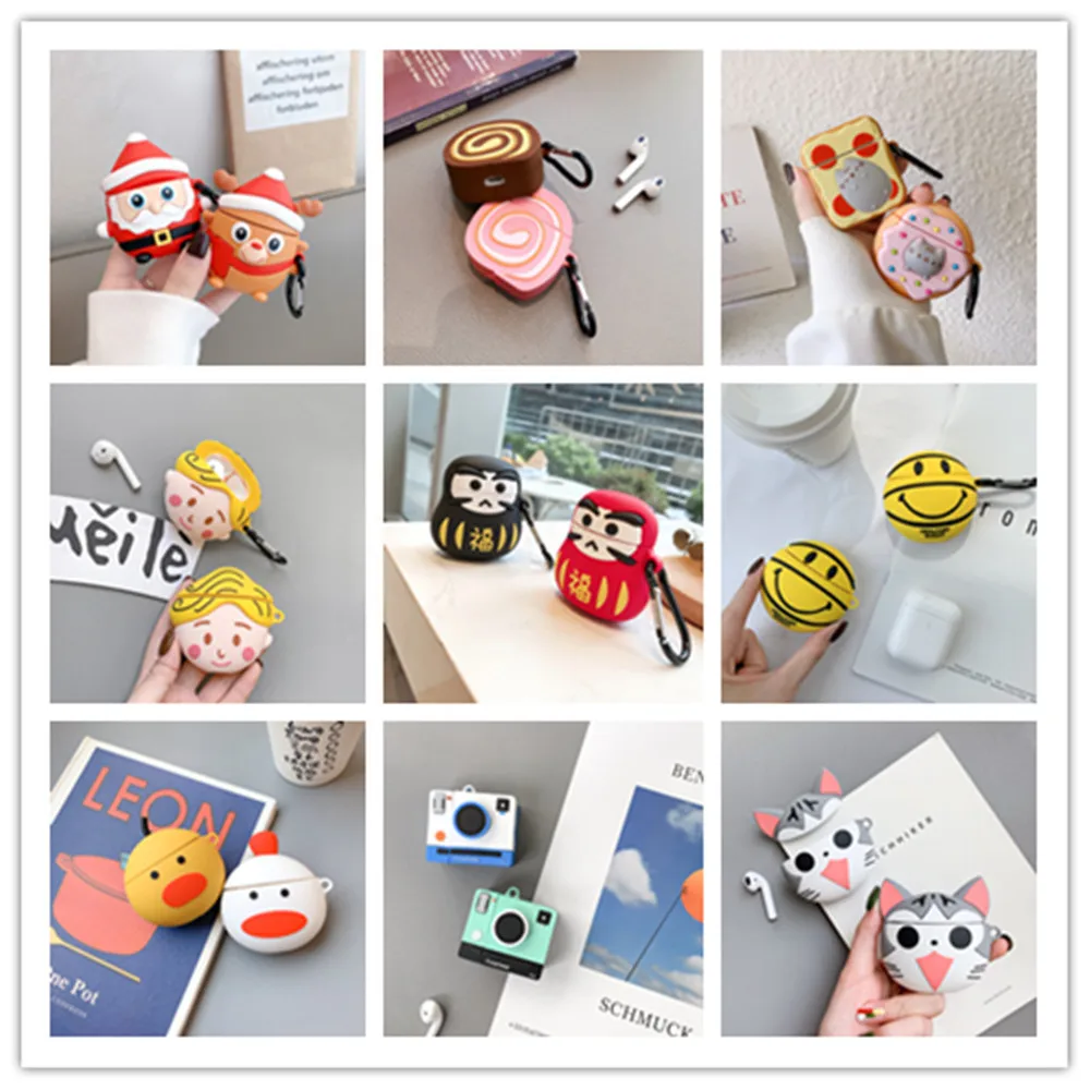 

Bluetooth Earphone Case Cover For Airpods Silicone Protective Case Charging protector Box With ring Hooks for airpods accessoris