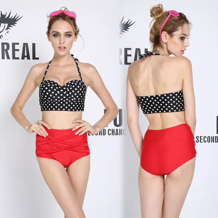 Europe and the United States new high waist retro Bikini swimsuit pregnant women swimwear cover scars swimsuit